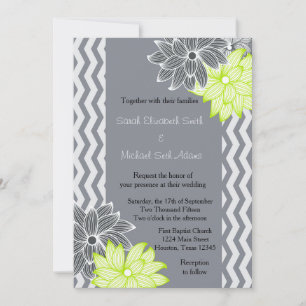 Convite De Casamento Floral Da Verde limão cinza C