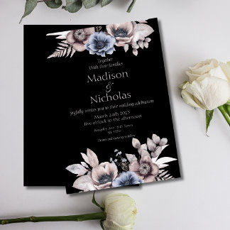 Convite de Casamento Floral Dark Dark de outono