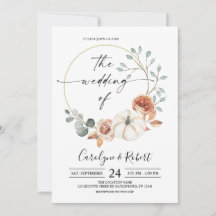 Convite De Casamento Floral De Abóbora De outono
