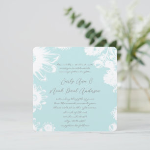 Convite De Casamento Floral De Aqua Blue Teal Vint