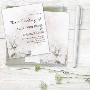 Convite de casamento Floral de Aquarela Branco de