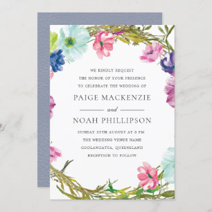 Convite de casamento Floral de Aquarela de Jardim 