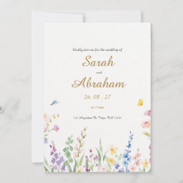 Convite De Casamento Floral De Aquarela Elegante