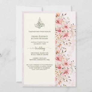 Convite De Casamento Floral De Aquarela Elegante