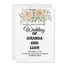 Convite De Casamento Floral De Aquarela Elegante -