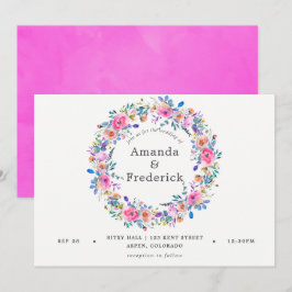 Convite De Casamento Floral De Aquarela Rosa-Quent