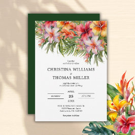 Convite De Casamento Floral De Aquarela Tropical
