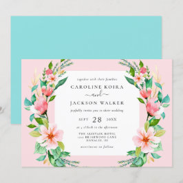 Convite De Casamento Floral De Aquarela Tropical