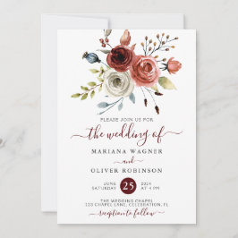 Convite De Casamento Floral De Autumn Mix Watercol