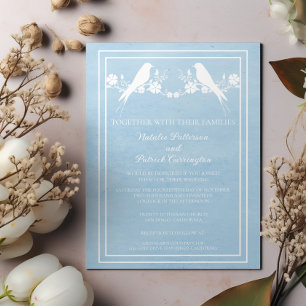 Convite De Casamento Floral De Blue Lovebird