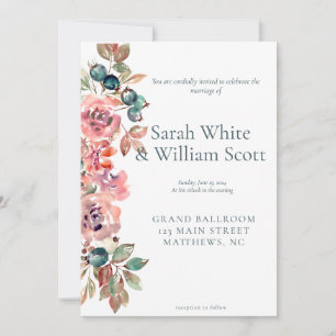 Convite De Casamento Floral De Blush