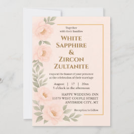 Convite De Casamento Floral De Blush Com Quadro Do