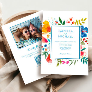 Convite De Casamento Floral De Bright Watercolor