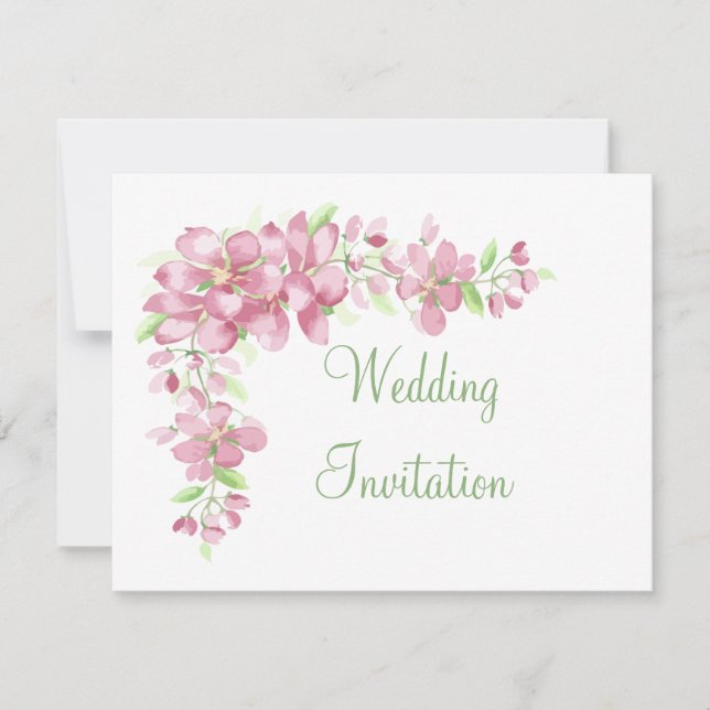 Convite de Casamento Floral de Cerejeira em Flor n (Frente)