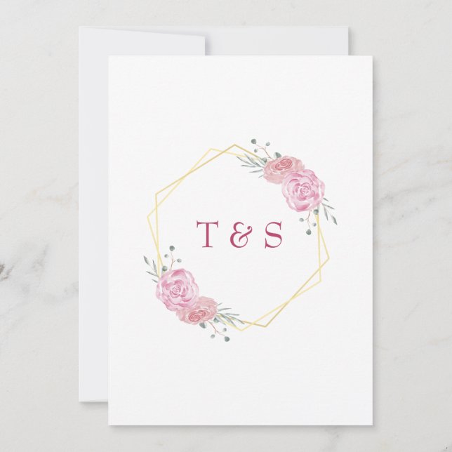 Convite de Casamento Floral de Cerejeira Rosa Eleg (Verso)