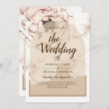 Convite de casamento Floral de Champanhe Rosa Leve