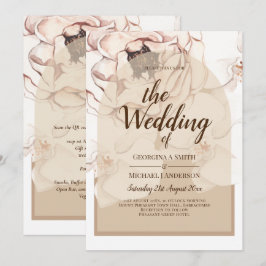 Convite de casamento Floral de Champanhe Rosa Leve