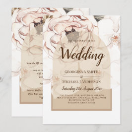 Convite de casamento Floral de Champanhe Rosa Leve