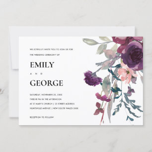 CONVITE DE CASAMENTO FLORAL DE COR DA ÁGUA LÍLAC