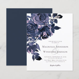 Convite De Casamento Floral De Cor De Água Azul De