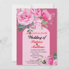 : Convite De Casamento Floral De Cor De Água Rosa