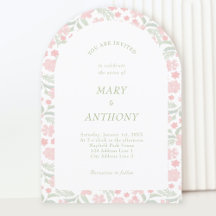 Convite De Casamento Floral De Cor De Água Rosa