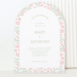 Convite De Casamento Floral De Cor De Água Rosa