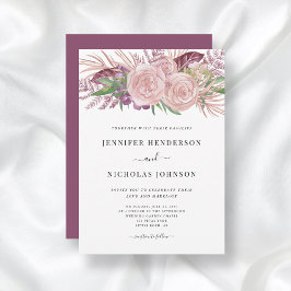 Convite De Casamento Floral De Cor De Água Rosa Es