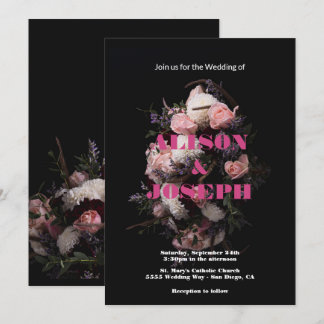 Convite De Casamento Floral De Dark Vintage