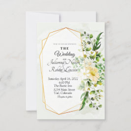 Convite de casamento floral de Eucalipto e dourado
