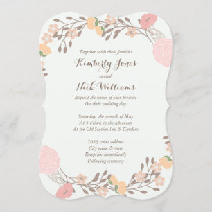 Convite de casamento Floral De Fita Rosa