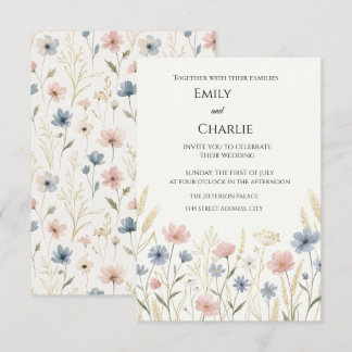 Convite de Casamento Floral de Flor Silvestre