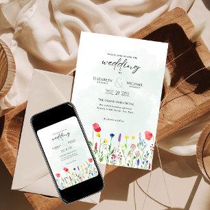 Convite de casamento Floral de Flores Selvagens ou