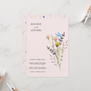 Convite de Casamento Floral de Flores Silvestres S
