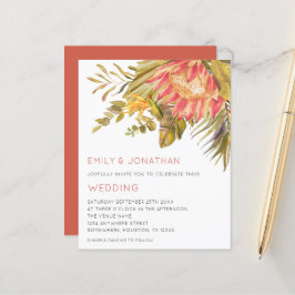 Convite De Casamento Floral De Folhagem Tropical D