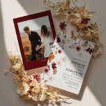 Convite De Casamento Floral De Foto Burgundy Boho<br><div class="desc">Bohemian Burgundy Fall Foto Floral Convite De Casamento. Correspondência de itens em nossa loja design de festa do Cava</div>