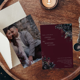 Convite De Casamento Floral De Fotos Gothic Escuro