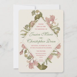 Convite De Casamento Floral De Ginkgo Watercolor