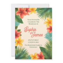Convite de Casamento Floral de Hibisco Tropical