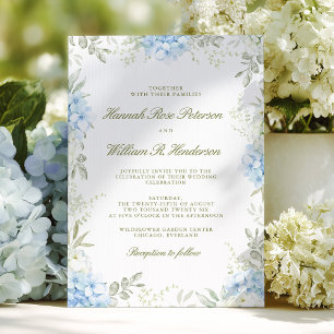 Convite de Casamento Floral de Hortênsia Elegante