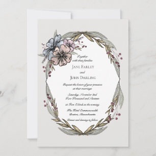 Convite De Casamento Floral De Inverno