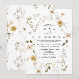 Convite de casamento floral de jardim boho Wildflo
