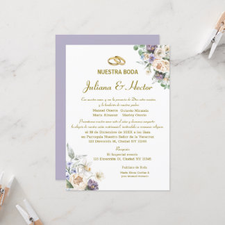 Convite De Casamento Floral De Lilac Watercolor