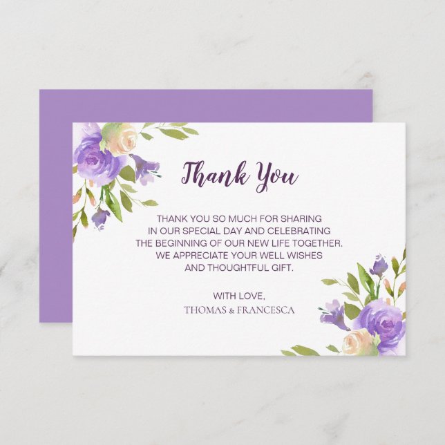 Convite De Casamento Floral De Lilac Watercolor (Frente/Verso)