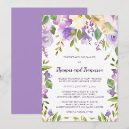 Convite De Casamento Floral De Lilac Watercolor