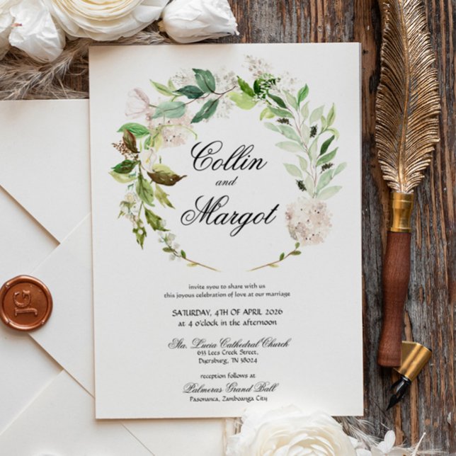 Convite de Casamento Floral de Lírios Brancos em G (Criador carregado)