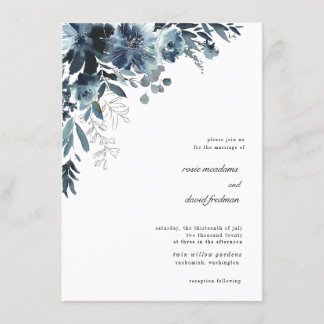 Convite De Casamento Floral De marinho Watercolor