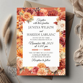 Convite de Casamento Floral de Outono