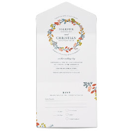 Convite De Casamento Floral De Outono Com Cartão R