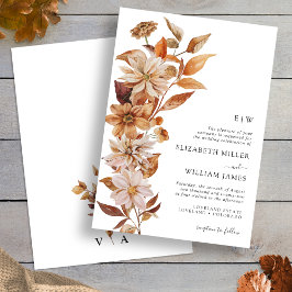 Convite de Casamento Floral de Outono Moderno